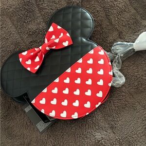 Heart Patterned Black and Red Bow Bag